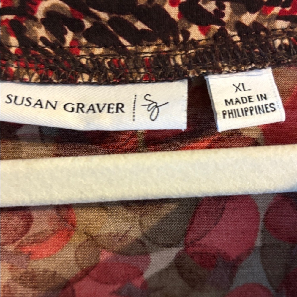 EUC Susan Graver Liquid Knit 3/4 sleeve top with ruching detail XL - Picture 3 of 6